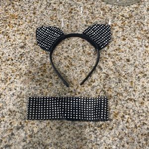 Rhinestone cat ears and choker